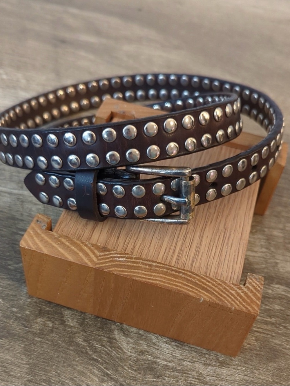 Gail LaBelle Studded Leather Belt - Brown